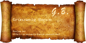 Grünzweig Bence névjegykártya